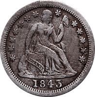 1843 Seated Liberty Dime