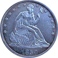 1850 Seated Liberty Dollar