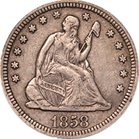 1858 Seated Liberty Dollar
