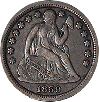 1859 Seated Liberty Dime