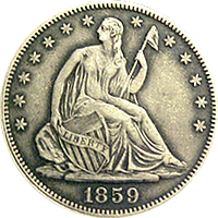 1859 S Seated Liberty Half Dollar
