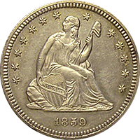 1859 S Seated Liberty Quarter