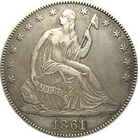 1861 S Seated Liberty Half Dollar