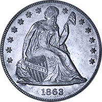 1863 Seated Liberty Dollar