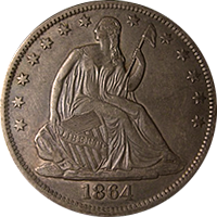 1864 S Seated Liberty Half Dollar