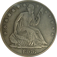 1866 S Seated Liberty Half Dollar