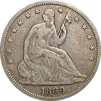 1869 S Seated Liberty Half Dollar