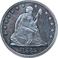 1869 S Seated Liberty Quarter