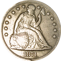 1871 CC Seated Liberty Dollar