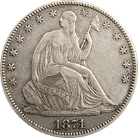 1871 Seated Liberty Half Dollar