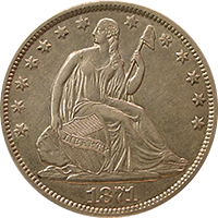1871 S Seated Liberty Half Dollar