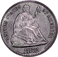 1872 S Seated Liberty Dime