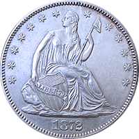 1872 S Seated Liberty Half Dollar