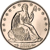 1874 S Seated Liberty Half Dollar