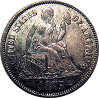 1875 S Seated Liberty Dime