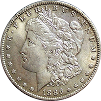 1886 O Morgan Silver Dollar