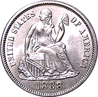 1888 S Seated Liberty Dime