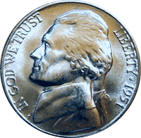 1951 S Jefferson Nickel