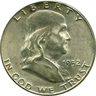 1952 S Ben Franklin Half Dollar