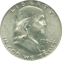 1954 D Ben Franklin Half Dollar
