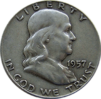 1957 Ben Franklin Half Dollar