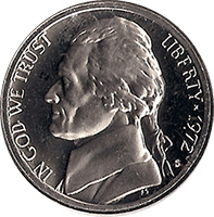 1972 S Jefferson Nickel Proof