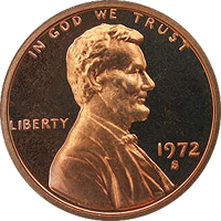 1972 S Lincoln Penny Proof