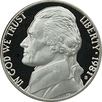 1981 P Jefferson Nickel