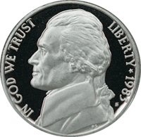1983 P Jefferson Nickel