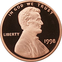 1998 S Lincoln Penny Proof