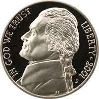 2001 P Jefferson Nickel