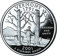 2001 S Vermont State Quarter Proof