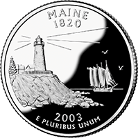Silver Proof Maine Quarter