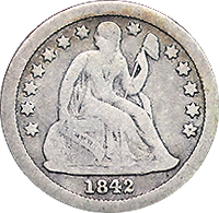 1842 Seated Liberty Dime