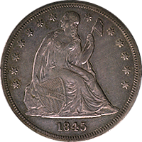 1845 Seated Liberty Dollar