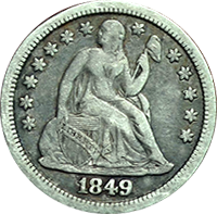 1849 O Seated Liberty Dime