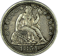 1851 Seated Liberty Dime