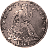 1851 Seated Liberty Half Dollar