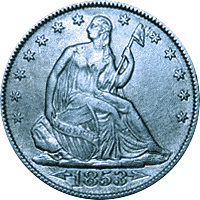 1853 Seated Liberty Dollar