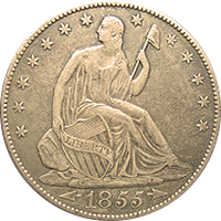 1855 S Seated Liberty Half Dollar
