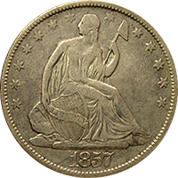 1857 S Seated Liberty Half Dollar