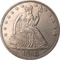 1858 O Seated Liberty Half Dollar