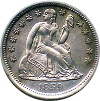1859 S Seated Liberty Dime