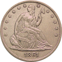 1861 Seated Liberty Half Dollar