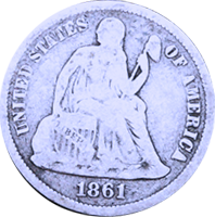1861 S Seated Liberty Dime