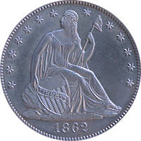 1862 S Seated Liberty Half Dollar