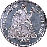 1865 S Seated Liberty Dime