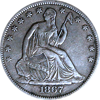 1867 S Seated Liberty Half Dollar