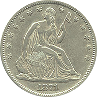1871 CC Seated Liberty Half Dollar