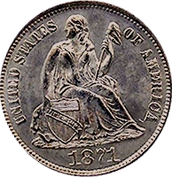 1871 S Seated Liberty Dime